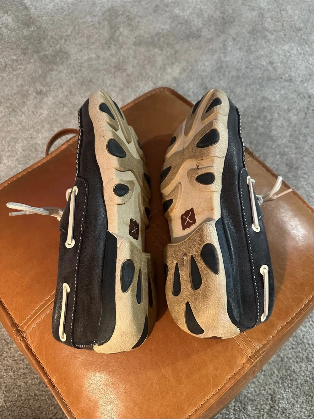 Twisted X Men's Dark Blue Boat Shoes with Cream Laces